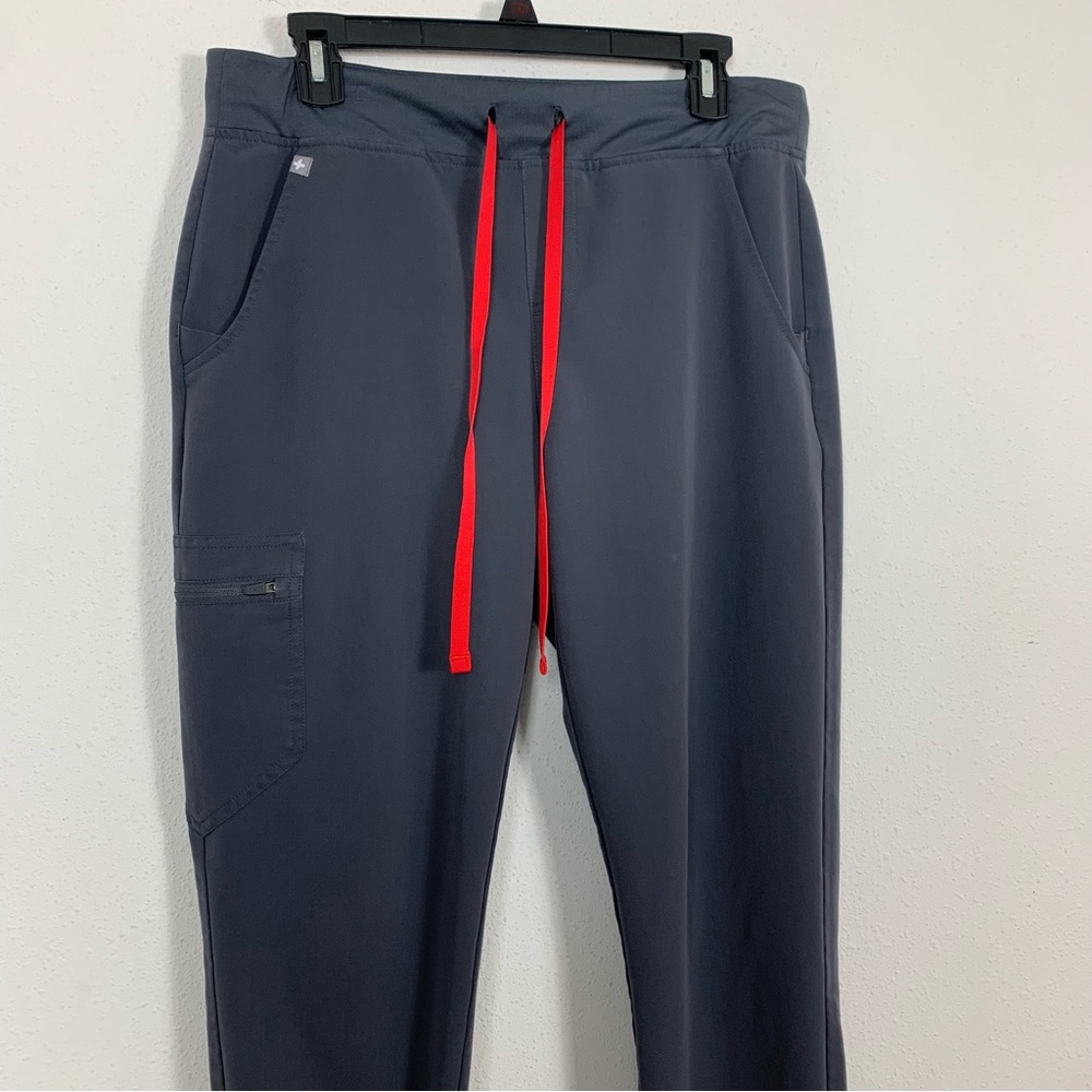 Figs Women's Slate Gray Track Joggers with Red Drawstring - Picture 3 of 10